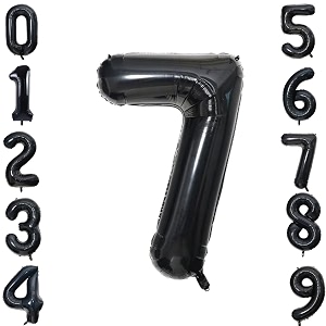 1 pc big size number 7 foil balloon 32 inch large black number foil balloon gradient 0 to 9 number balloons for decoration 7th birthday anniversary decoration items pack of 1 black