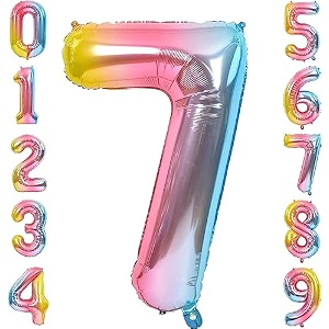 1 pc big size number 7 foil balloon 32 inch large rainbow number foil balloon gradient 0 to 9 number balloons for decoration 7th birthday anniversary decoration itemspack of 1rainbow