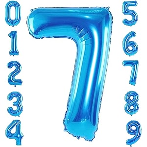 1 pc big size number 7 foil balloon 32 inch large blue number foil balloon 0 to 9 number balloons for decoration 7th birthday anniversary decoration items pack of 1 blue