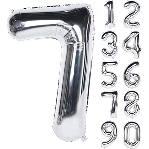 1 pc big size number 7 foil balloon 32 inch large silver number foil balloon 0 to 9 number balloons for decoration 7th birthday anniversary decoration items pack of 1 silver