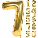 1 Pc Big Size Number 7 Foil Balloon 32 Inch Large Gold Number Foil Balloon 0 to 9 Number Balloons for Decoration 7th Birthday Anniversary Decoration Items (Pack of 1, Gold)