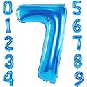 1 Pc Big Size Number 7 Foil Balloon 32 Inch Large Blue Number Foil Balloon 0 to 9 Number Balloons for Decoration 7th Birthday Anniversary Decoration Items (Pack of 1, Blue)