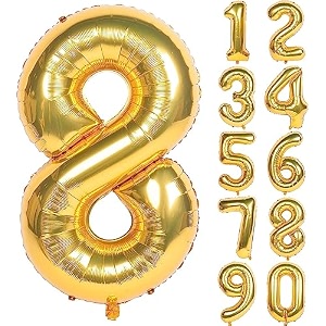 1 pc big size number 8 foil balloon 32 inch large gold number foil balloon 0 to 9 number balloons for decoration 8th birthday anniversary decoration items pack of 1 gold