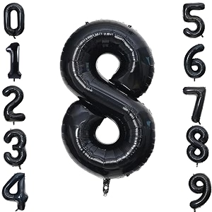 1 pc big size number 8 foil balloon 32 inch large black number foil balloon gradient 0 to 9 number balloons for decoration 8th birthday anniversary decoration items pack of 1 black