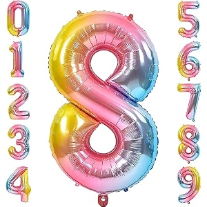 1 pc big size number 8 foil balloon 32 inch large rainbow number foil balloon gradient 0 to 9 number balloons for decoration 8th birthday anniversary decoration itemspack of 1rainbow