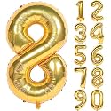 1 Pc Big Size Number 8 Foil Balloon 32 Inch Large Gold Number Foil Balloon 0 to 9 Number Balloons for Decoration 8th Birthday Anniversary Decoration Items (Pack of 1, Gold)