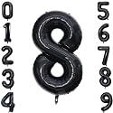 1 Pc Big Size Number 8 Foil Balloon 32 Inch Large Black Number Foil Balloon Gradient 0 to 9 Number Balloons for Decoration 8th Birthday Anniversary Decoration Items (Pack of 1, Black)