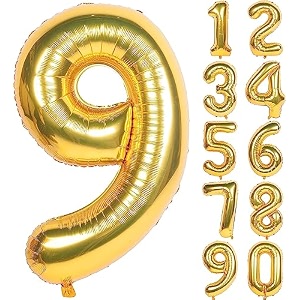1 pc big size number 9 foil balloon 32 inch large gold number foil balloon 0 to 9 number balloons for decoration 9th birthday anniversary decoration items pack of 1 gold