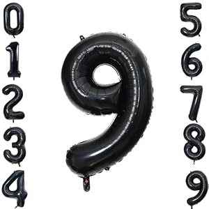 1 pc big size number 9 foil balloon 32 inch large black number foil balloon gradient 0 to 9 number balloons for decoration 9th birthday anniversary decoration items pack of 1 black