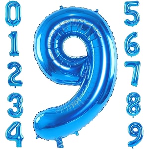 1 pc big size number 9 foil balloon 32 inch large blue number foil balloon 0 to 9 number balloons for decoration 9th birthday anniversary decoration items pack of 1 blue