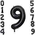 1 Pc Big Size Number 9 Foil Balloon 32 Inch Large Black Number Foil Balloon Gradient 0 to 9 Number Balloons for Decoration 9th Birthday Anniversary Decoration Items (Pack of 1, Black)