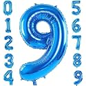 1 Pc Big Size Number 9 Foil Balloon 32 Inch Large Blue Number Foil Balloon 0 to 9 Number Balloons for Decoration 9th Birthday Anniversary Decoration Items (Pack of 1, Blue)