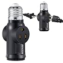 1 Pc Light Socket to Plug Adapter, E26 Outlet Converter,Black