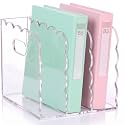 1 PC Scalloped Acrylic Magazine Holder, File Organizer, Handle Cutout Style
