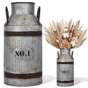 1 Pcs 15.2'' Large Rustic Galvanized Metal Milk Can Vase with Handle