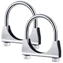 1 Pcs 2-1/2" Exhaust Clamp Heavy Duty U-bolt Exhaust Clamp - Saddle Design Muffler Pipe Connector, Tip Hook Clip, Galvanized Iron, Fits 2.5" Od Pipes (Silver)