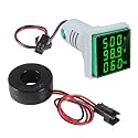 Green VAF Meter Digital Ammeter Voltmeter 22mm Square Head LED
