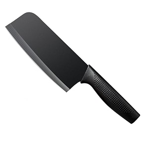 1 pcs kitchen butcher knife stainless steel multi-purpose knife best for home kitchen and restaurants chef knife heavy duty chopper meat cleaver with ergonomic handle black