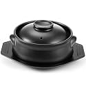 1 Pcs Korean Stone Pot Clay Cooking Pot Set Ceramic Sizzling Hot Bowl Korean Bibimbap Soup Dolsot Bowl with Lids for Ttukbaegi and Koreans Stew (38 oz)