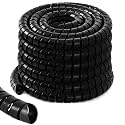 1 Pcs Spiral Wrap Cable Protector, Safe 1" Od x 20' Pre Cut Lengths Hydraulic Hose Protector Wrap to Avoid Wear and Extend Life for Hydraulic Pneumatic Hoses(Black)