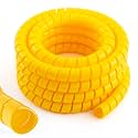 1 Pcs Spiral Wrap Cable Protector, Safe 1" Od x 25' Pre Cut Lengths Hydraulic Hose Protector Wrap to Avoid Wear and Extend Life for Hydraulic Pneumatic Hoses(Yellow)