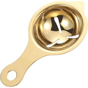 1 pcs stainless steel egg yolk separator for baking amp cooking  easy egg white separator tool with long handle  rust-resistant durable dishwasher safe kitchen gadget for home use gold