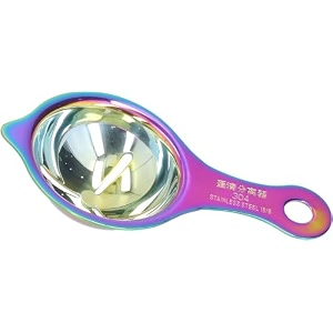 1 pcs stainless steel egg yolk separator for baking amp cooking  easy egg white separator tool with long handle  rust-resistant durable dishwasher safe kitchen gadget for home use rainbow