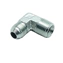 1 Piece 1/2" Male JIC (3/4"-16 Tpi) x 1/2" Male NPT Hydraulic Fitting 37° Flare to 90° Elbow Pipe Adapter
