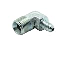 1 Piece 1/4" Male JIC (7/16"-20Tpi) x 1/2" Male NPT Hydraulic Fitting 37° Flare to 90° Elbow Pipe Adapter
