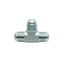 1 Piece Hydraulic 3/4" JIC (1-1/16"-12) 37° Flare Union Tee, JIC Male x JIC Male x JIC Male T Adapter Steel Plated
