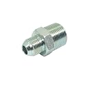 1 Piece Pipe Adapter 1/2" Male 37° Flare JIC x 3/4" Male NPT Plated Steel Hydraulic fitting