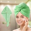 SITTELLA® 1 Piece Quick Drying Microfiber Hair Towel Wrap for Womens, Super Absorbent with Elastic Loop (Green)