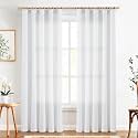 jinchan White Linen Curtains 84 Inch Length