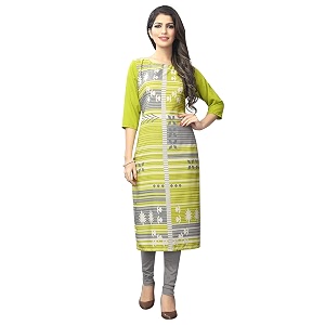 1 stop fashion women39s crepe digital print knee long w style kurtakurti green