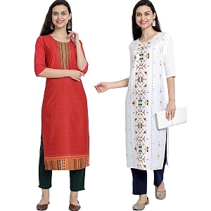 1 stop fashion women39s crape multicolor digital print straight kurtaskurtis pack of 2