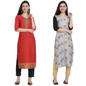 1 stop fashion women39s crape multicolor digital print straight kurtaskurtis pack of 2