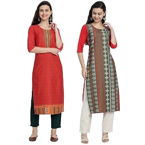 1 stop fashion women39s crape multicolor digital print straight kurtaskurtis pack of 2