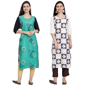 1 stop fashion women39s crape multicolor digital print straight kurtaskurtis pack of 2