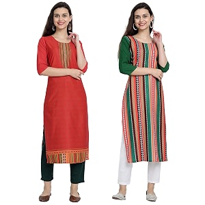 1 stop fashion women39s crape multicolor digital print straight kurtaskurtis pack of 2
