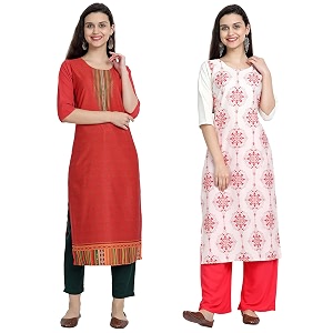 1 stop fashion women39s crape multicolor digital print straight kurtaskurtis pack of 2