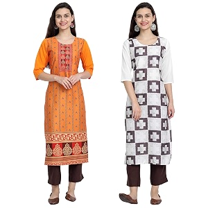 1 stop fashion women39s crape multicolor digital print straight kurtaskurtis pack of 2