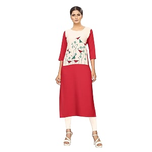 1 stop fashion women39s red colour crepe digital print knee long w style kurtakurti