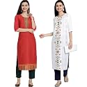 1 Stop Fashion Women's Crape Multicolor Digital Print Straight Kurtas/Kurtis (Pack of 2)