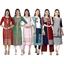 1 Stop Fashion Women's Crape Multicolor Digital Print Straight Kurtas/Kurtis (Pack of 6)