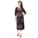 1 Stop Fashion Women's Black Crep Knee Long Straight Kurti
