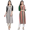 1 Stop Fashion Women's Crape Multicolor Digital Print Straight Kurtas/Kurtis (Pack of 2)