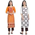 1 Stop Fashion Women's Crape Multicolor Digital Print Straight Kurtas/Kurtis (Pack of 2)
