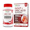#1 URIC GO Uric Acid Cleanse Support Supplement for G.O.U.T - Natural Kidney Cleanse Detox Formula Chanca Piedra, Celery Seed, Tart Cherry, Cranberry, Pomegranate, Turmeric, Vegan Non-GMO 60 Capsules