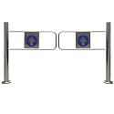 1-Way Safety Swing Gate for Supermarkets &amp; Playgrounds, Automatic Stainless Steel Entrance Door, 100×97 Cm, Durable Safety Barrier for Shopping Malls (Silver)