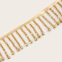 1 Yard Glass Beaded Fringe Trim Gold Champagne Crystal Drop Tassel Ribbon for Sewing, Dance Costumes, Curtains & DIY Decoration
